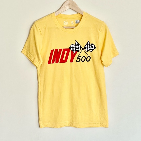 NEW Indy 500 Retro Logo Yellow Racing T Shirt Adult size Small - Picture 2 of 6